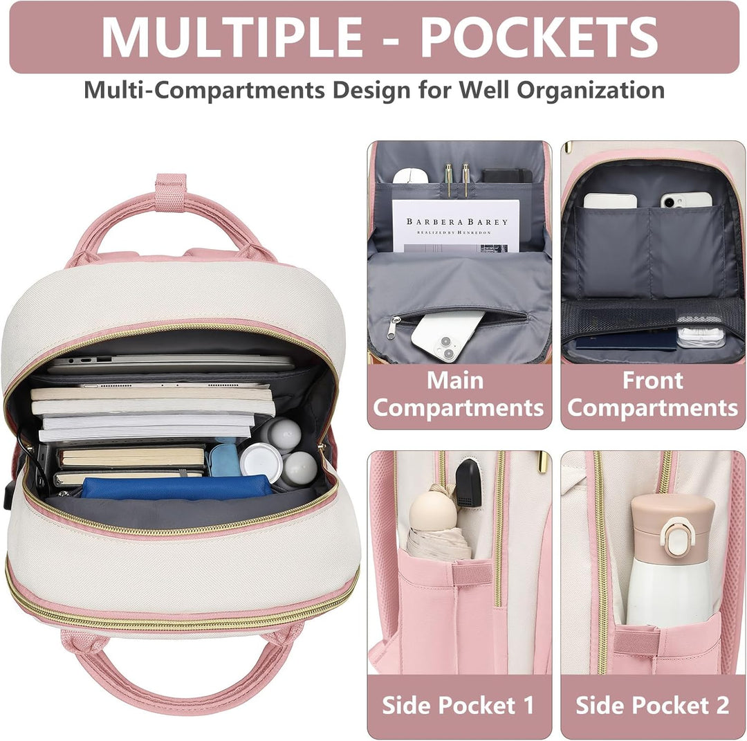 bagswan Mochila para laptop para mujer, 72-rosa beige, 15,6 pulg.,...