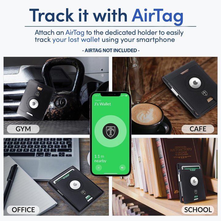 Cartera TRAVANDO AirTag* para hombres con clip para dinero, tarjete...