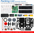 Freenove Kit de robot tanque para Raspberry Pi 5 4 B 3 B+ Zero 2 W, chasis de orugas, objetos de agarre, trazado de bolas, seguimiento de línea, prevención de obstáculos, control de aplicaciones, cámara, servo (frambuesa Pi no incluida)