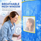 Tienda de campaña desplegable de princesa, juguetes congelados para niñas, grande de 53 x 41 pulgadas, castillo de hielo para interiores y exteriores, con luces LED y bolsa de transporte, regalo ideal para edades de 3 a 6 años