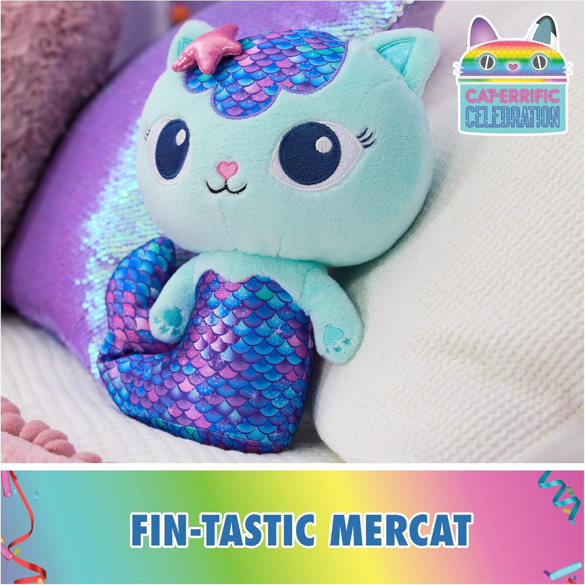 Gabby's Dollhouse, Fin-Tastic Mercat Premium - Juguete de peluche de 10