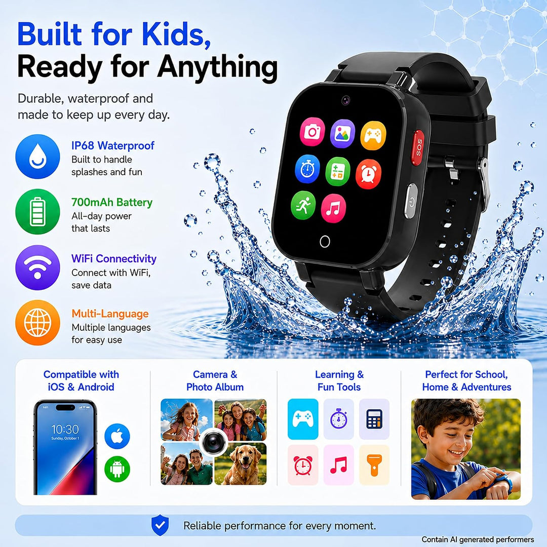DXPICR Reloj inteligente 4G para niños con rastreador GPS, video y...