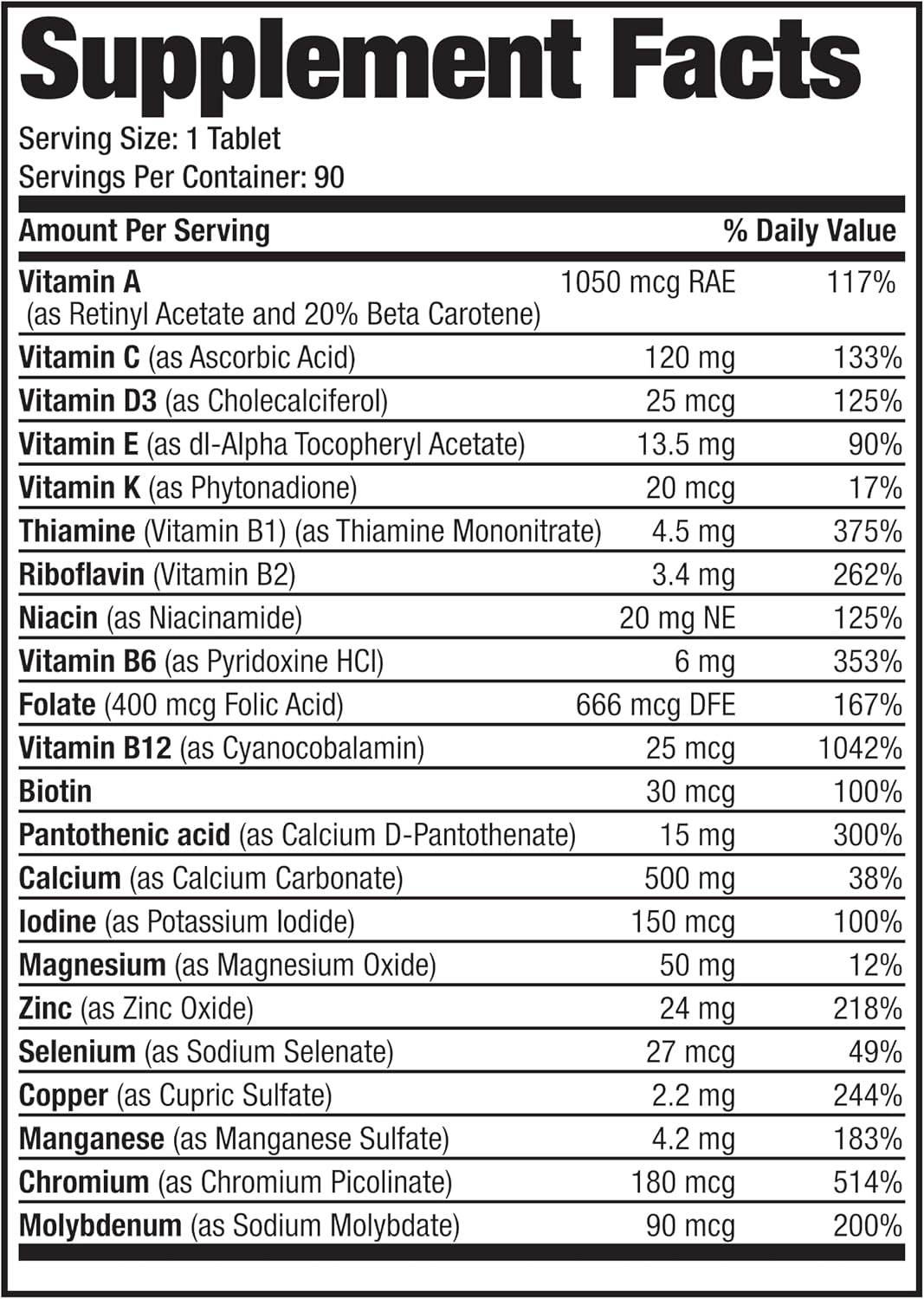 Bronson ONE Daily Multivitamínico Multimineral Completo 50+ para mu...