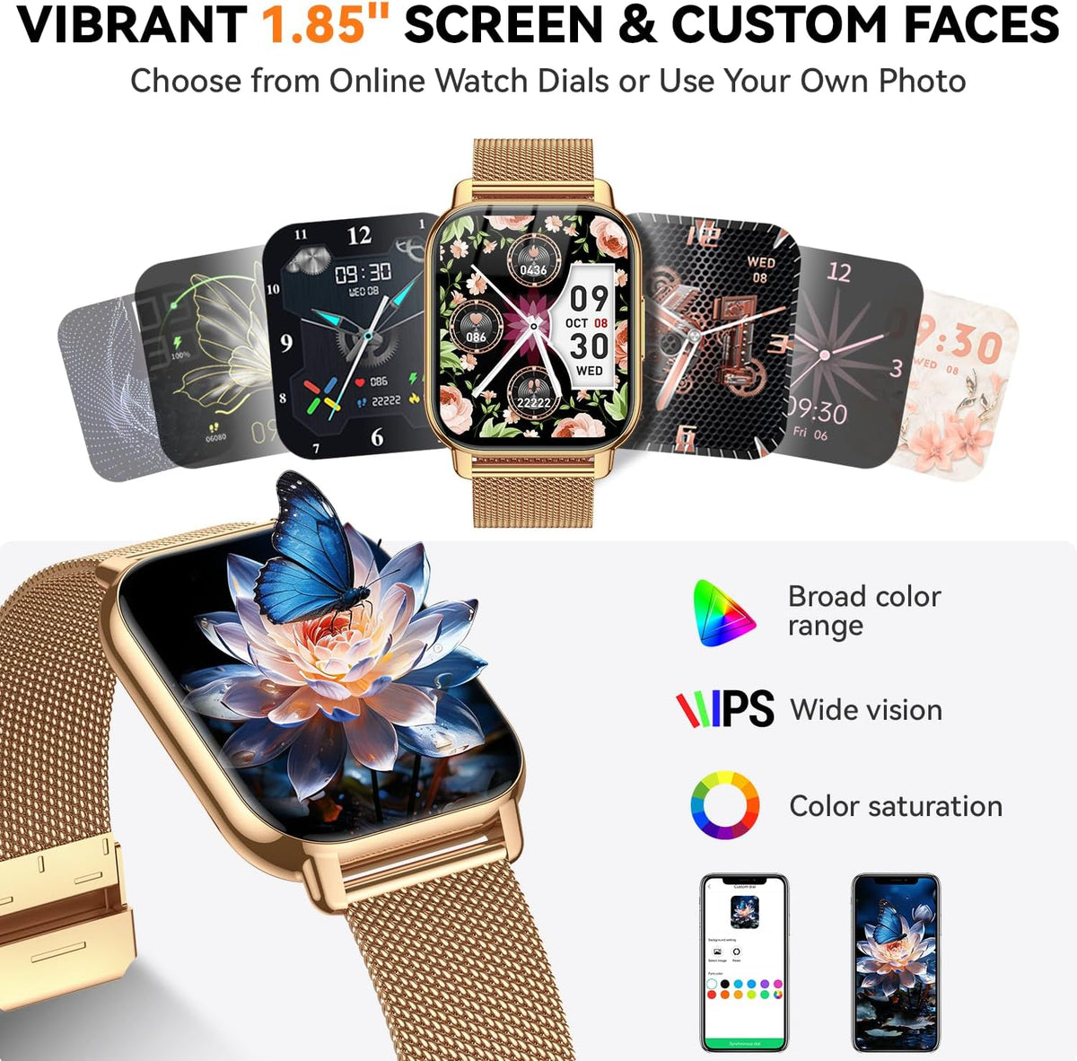 Reloj inteligente para mujer (3 bandas), rastreador de fitness con llamadas