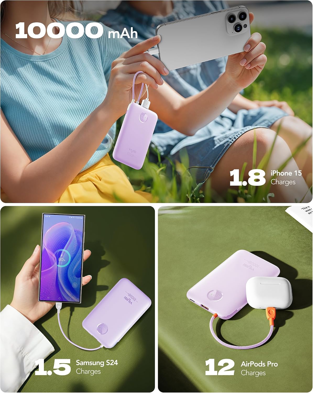 VIYISI Cargador portátil ultra delgado de 10000 mah, 20 W PD pequeñ...