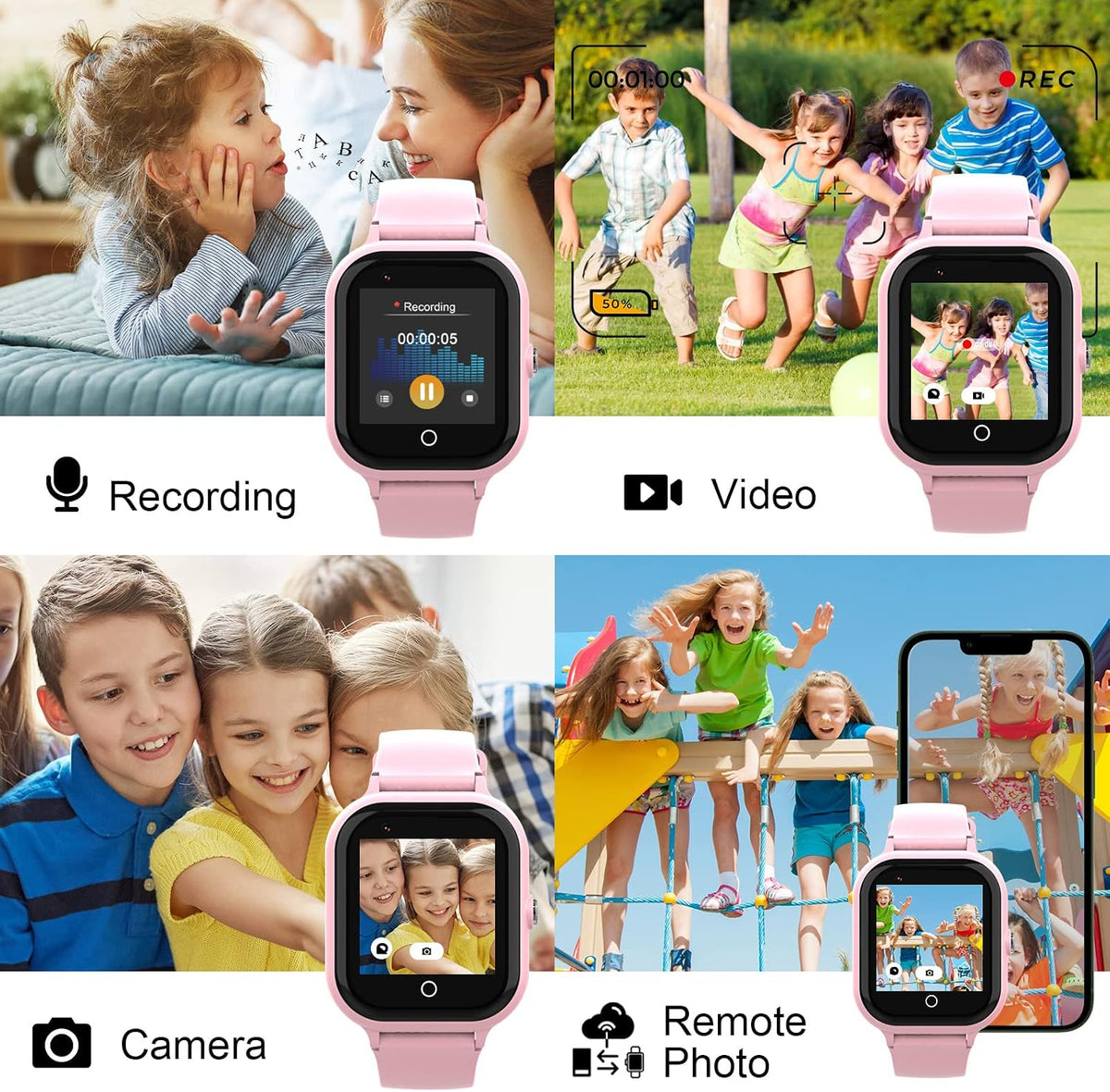 Reloj inteligente para niños con rastreador GPS y llamadas, relojes inteligentes 4G para niñas y niños con tarjeta SIM, SOS, cámara, llamada de voz y video, modo escolar para niños de 4 a 12 años, regalo de cumpleaños