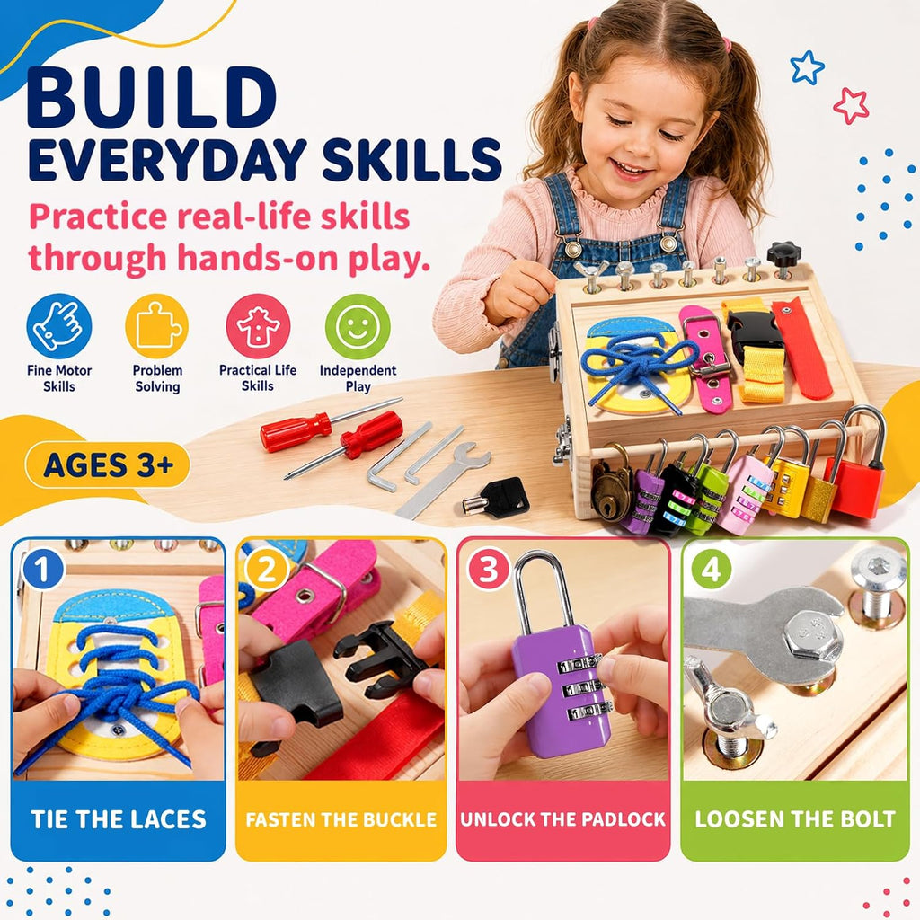 Montessori - Tabla de madera para niños y niñas de 3 a 5 años