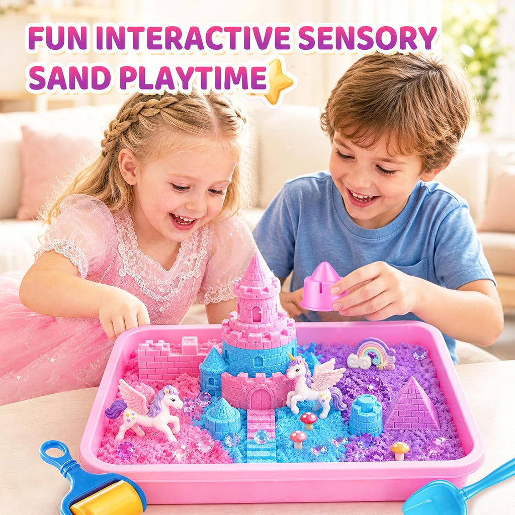 Cubo sensorial de unicornio para niños, kit de arte de arena mágica regalos