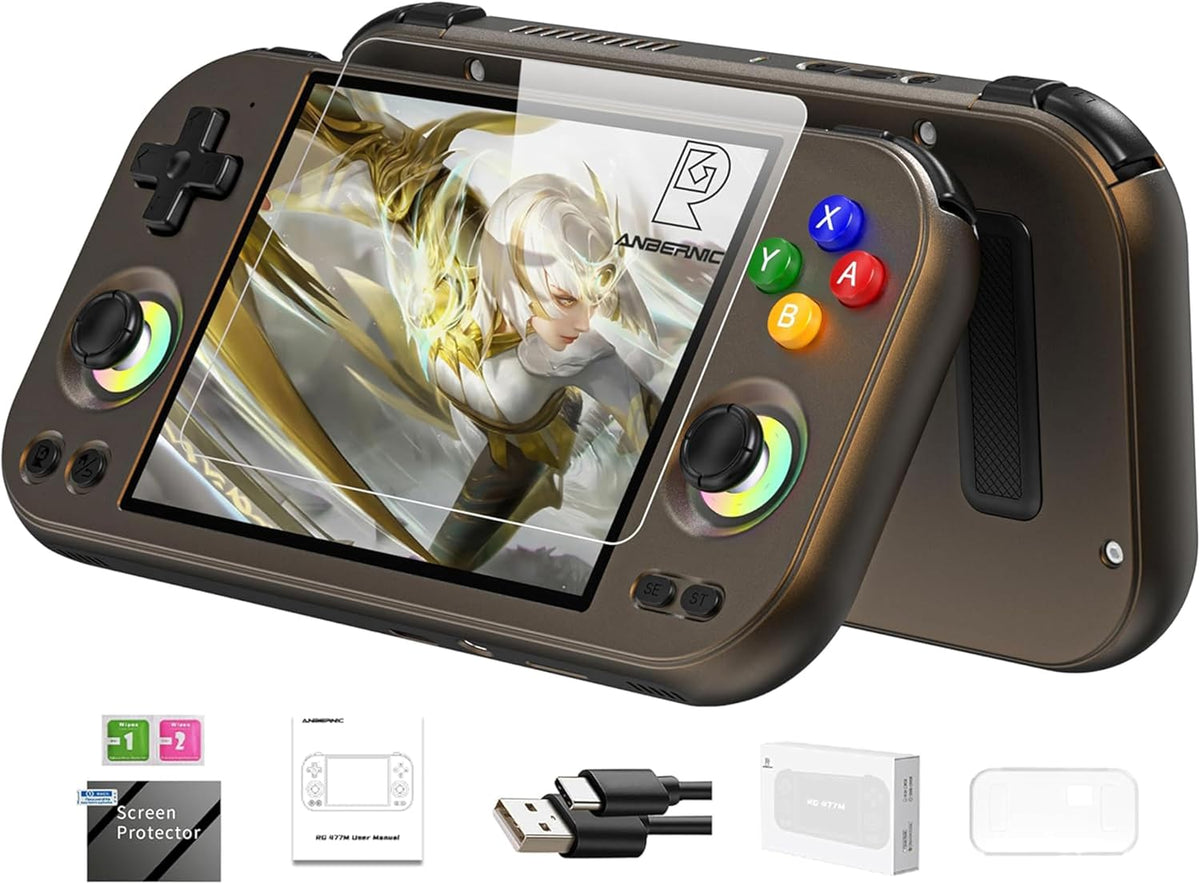 RG477M - Consola de juegos de mano retro, aleación de aluminio CNC Dimensity 8300 Android14, consola de juegos táctil de 4.7 pulgadas, WiFi/Bluetooth Hall Joystick RGB Light 5300mAh