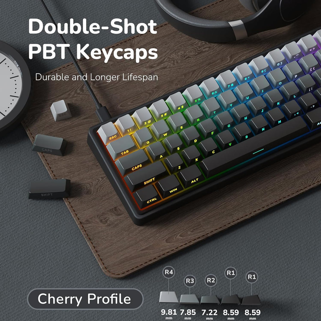 RK ROYAL KLUDGE R65 Teclado para juegos con cable con perilla de vo...