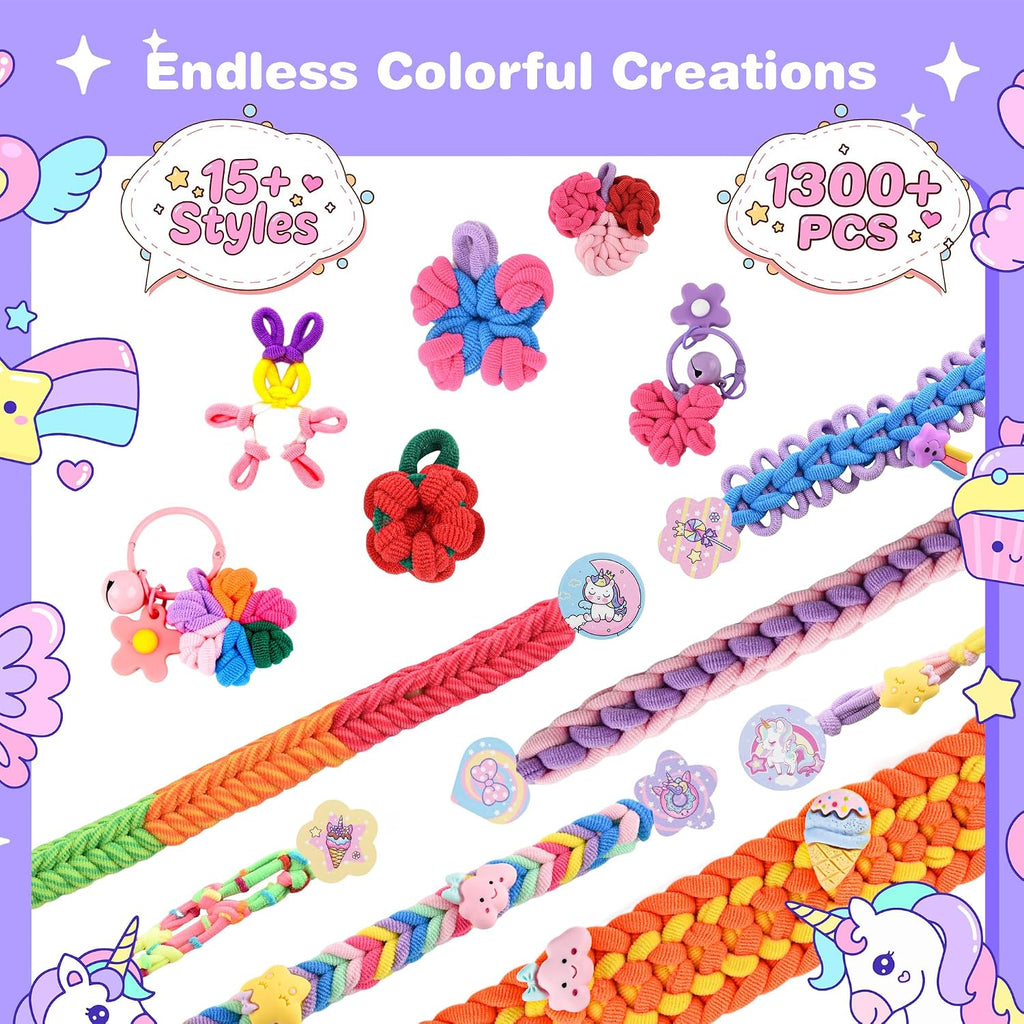 Nicella Kit de fabricación de pulseras, regalos para niñas de 8 a 12 años, kit de telar de tejido, más de 1300 piezas de kits de manualidades para niños con 2 peines de tejido, regalos de Pascua para niñas de 6, 7, 8, 9, 10, 11, 12 años
