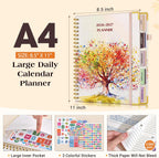 Agenda académica 2026-2027, planificador diario semanal y mensual de 18 meses, desde julio de 2026 a diciembre de 2027, agenda grande A4 de 8.5 x 11 pulgadas, agenda organizadora grande con pestañas