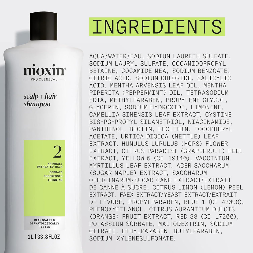 Nioxin System 2 Scalp + Hair Thickening Shampoo for Natural Hair wi...