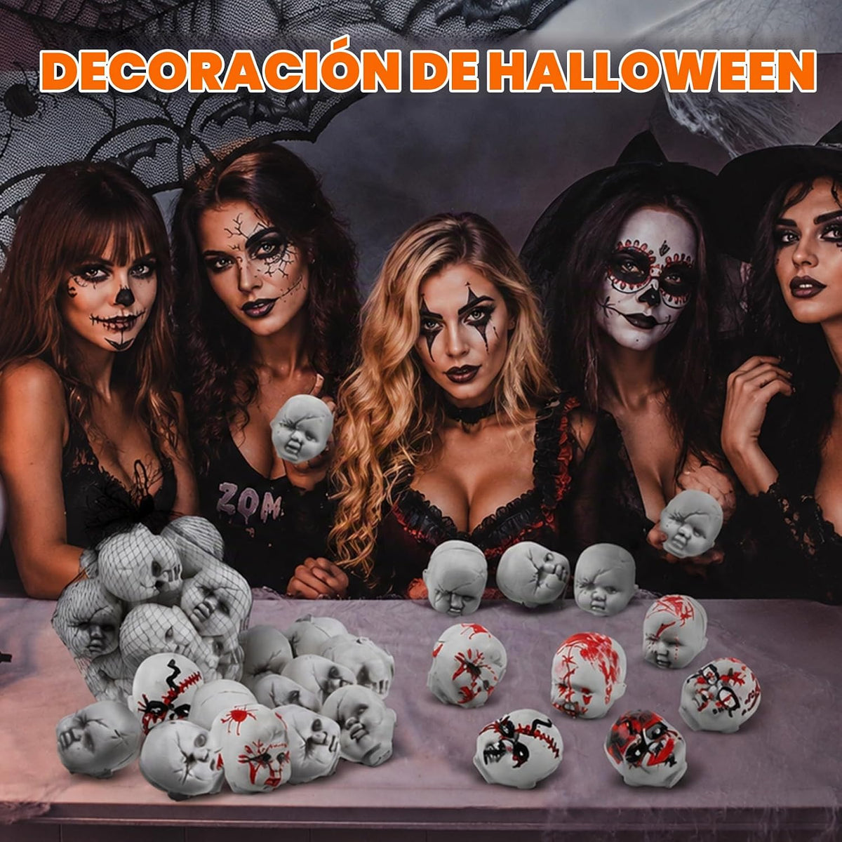 Hiboom 24 cabezas de muñeca de bebé de Halloween, plástico de miedo