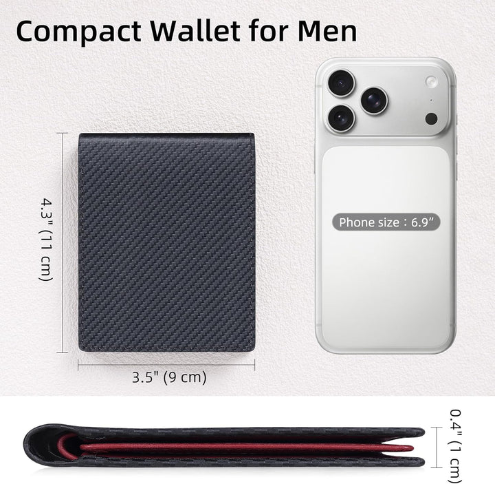 VISOUL Billeteras de cuero de fibra de carbono para hombre con bloq...