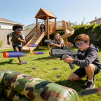 SOFITEN Pistola de juguete con rifle de francotirador automático, chaleco táctico de juguete de espuma con linterna, plegable, juego de actividades de disparo para niños de 8 a 12 años