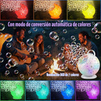 Máquina de burbujas con control remoto, rotación automática de 360° y 7 luces RGB recargable, máquina de burbujas para niños y niñas, máquina de burbujas portátil para fiestas, bodas, cumpleaños