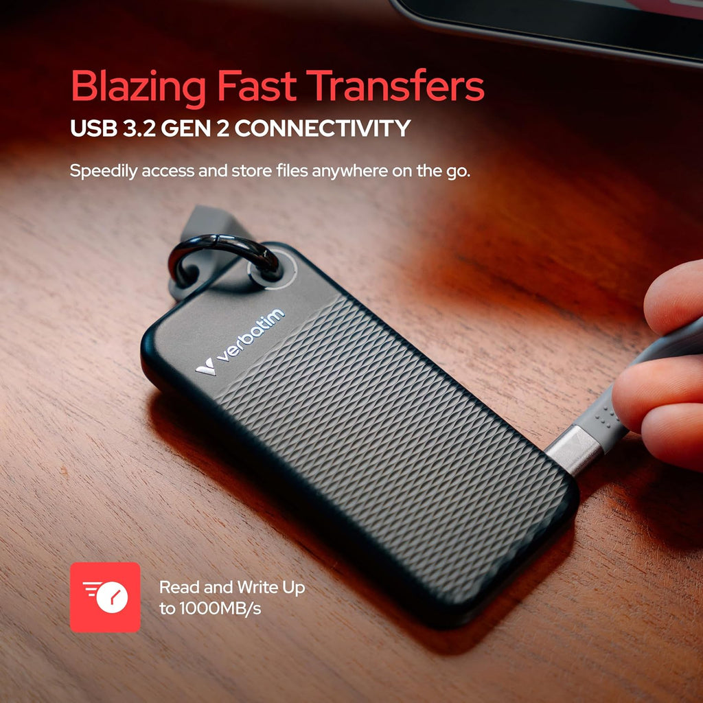 Verbatim Pocket SSD externo de 512GB USB 3.2 Gen 2, hasta 1000MB/s