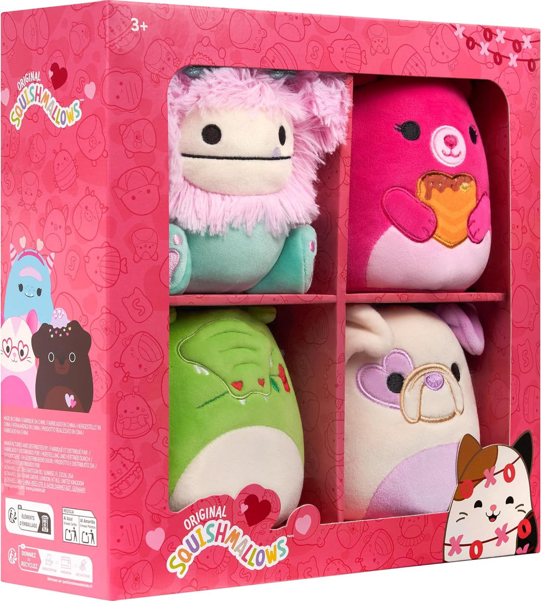 Squishmallows Paquete de 4 cajas de felpa oficiales de