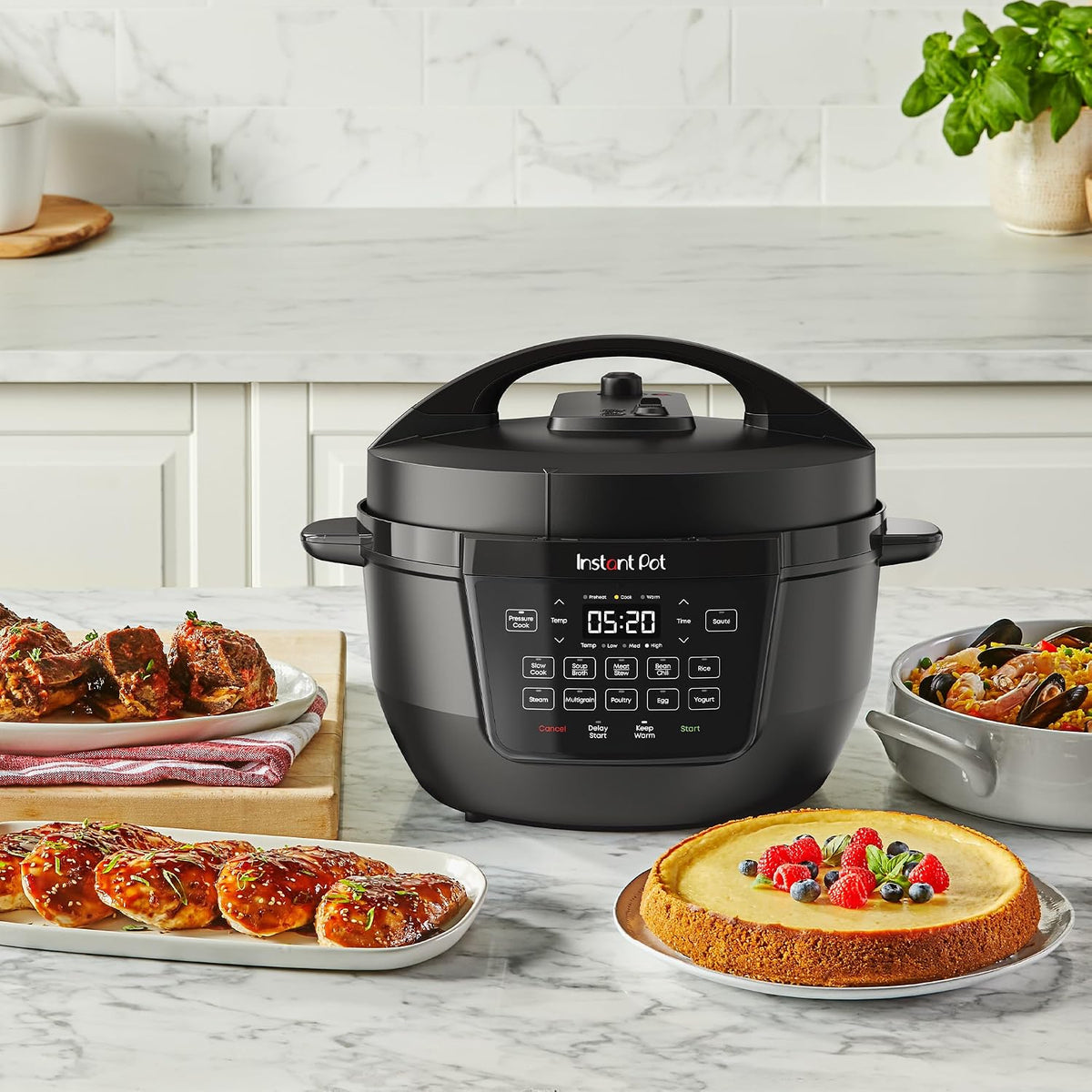Instant Pot 7.5QT RIO Wide, multicocina eléctrica 7 en 1, olla a presión, cocción lenta, arroz, vaporera, salteado, yogur y calentador, base ancha, base grande para dorar, liberación de vapor
