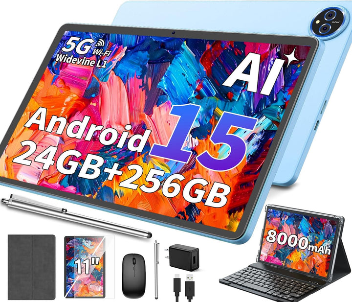 Tablet Android 15 de 11 pulgadas 2026 con teclado, 24 GB+256 GB, ex...
