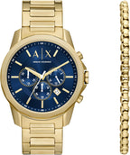 A|X Armani Exchange Reloj de vestir cronógrafo para hombre con correa de acero inoxidable, silicona o cuero