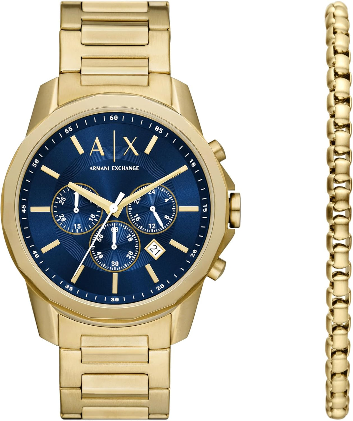 A|X Armani Exchange Reloj de vestir cronógrafo para hombre con correa de acero inoxidable, silicona o cuero