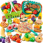 85pcs Play Food Sets para Kids Kitchen, Cutting Toy con 2 Baskets