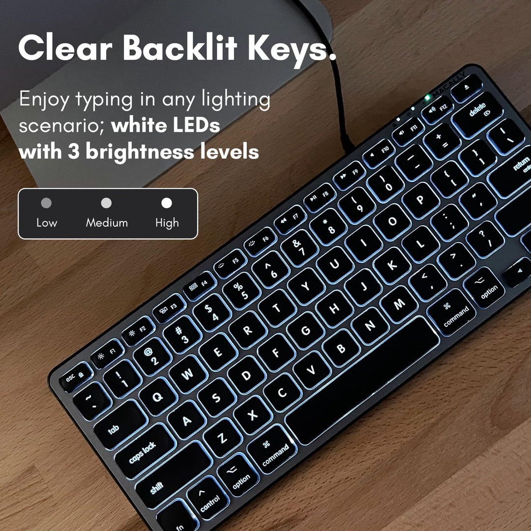 Macally - Teclado con cable retroiluminado para Mac, compatible con...