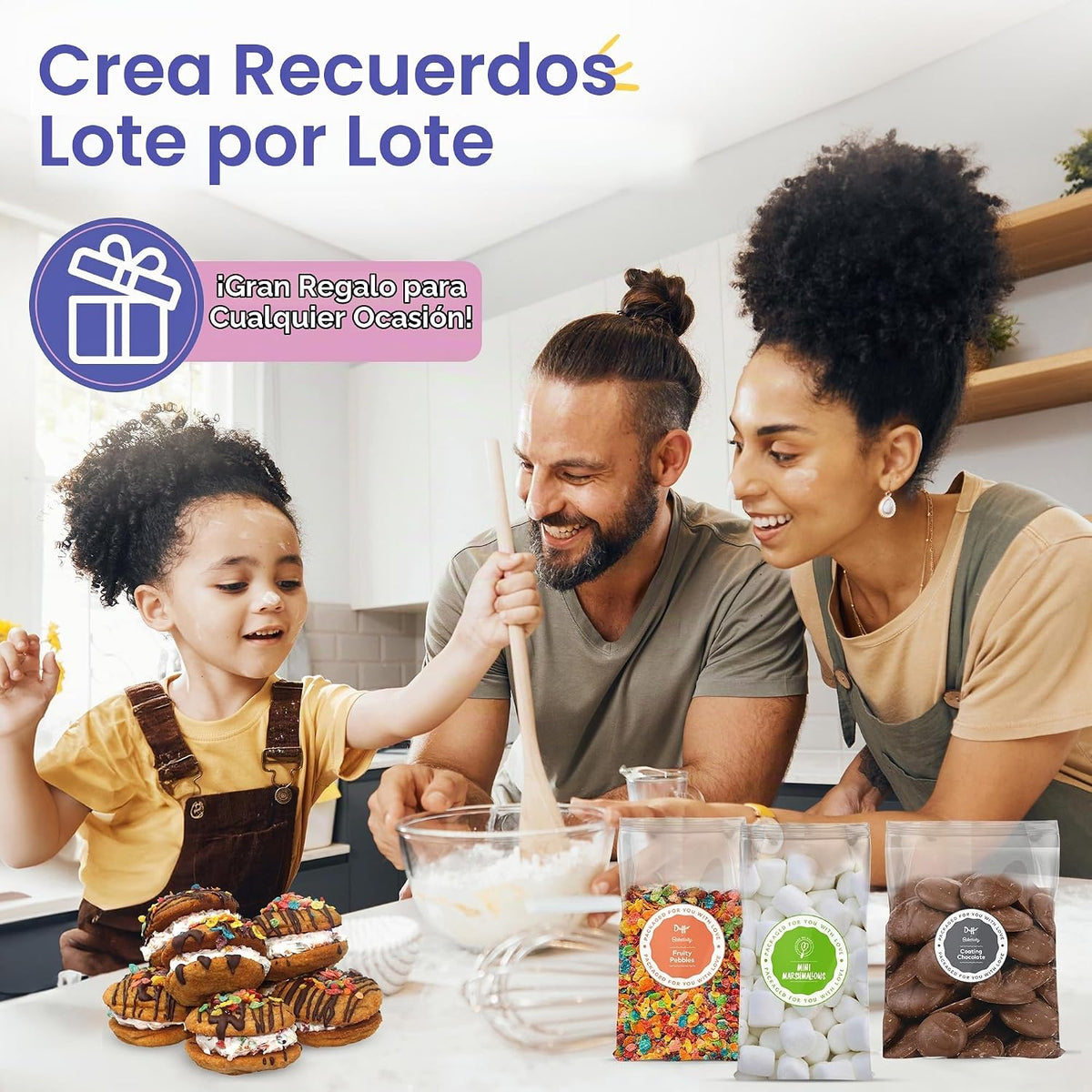 Duff Goldman - Juego de hornear de bricolaje para niños por Baketivity - Hornea deliciosas galletas sándwich de S'mores con ingredientes previamente medidos, la mejor actividad divertida familiar, gran regalo para niñas, niños, adolescentes y adultos