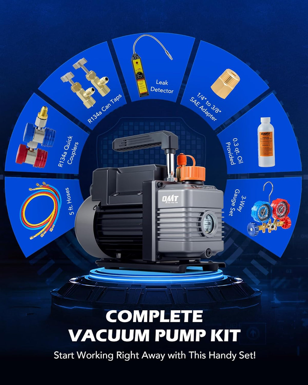 Orion Motor Tech - Bomba de vacío de aire acondicionado y juego de...