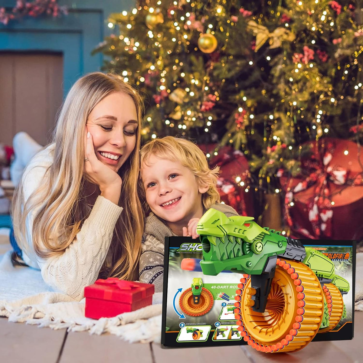 Pistola de juguete con 120 balas de espuma, tambor giratorio de 40 dardos, juego de disparos de pistola de dardos de espuma para actividades en interiores y exteriores, juguetes de dinosaurio, regalos de cumpleaños de Navidad para niños, adolescentes
