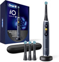 Oral-B Cepillo de dientes eléctrico recargable, iO Series 9 Genius, negro, 4 cabezales de cepillo de repuesto, estuche de viaje de carga de energía, blanqueamiento de dientes