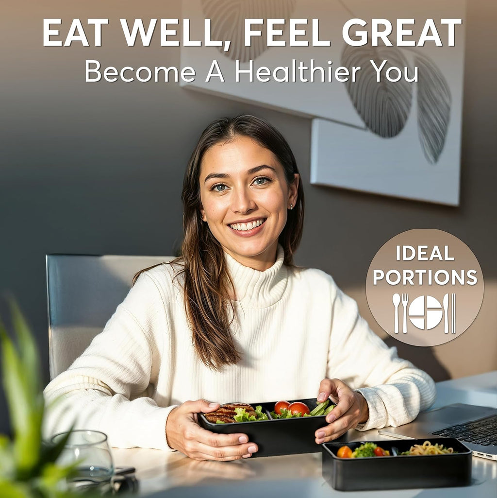 Umami Bento Box - Lonchera apilable para adultos, 40 onzas, negro y bambú
