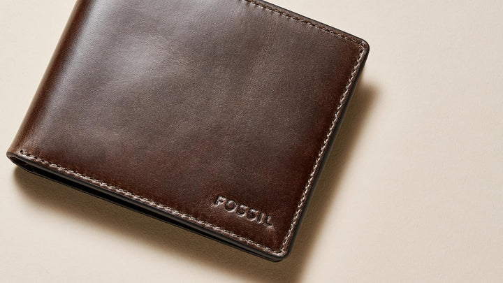 Cartera Fossil para hombre, de piel, plegable, con bloqueo RFID y v...