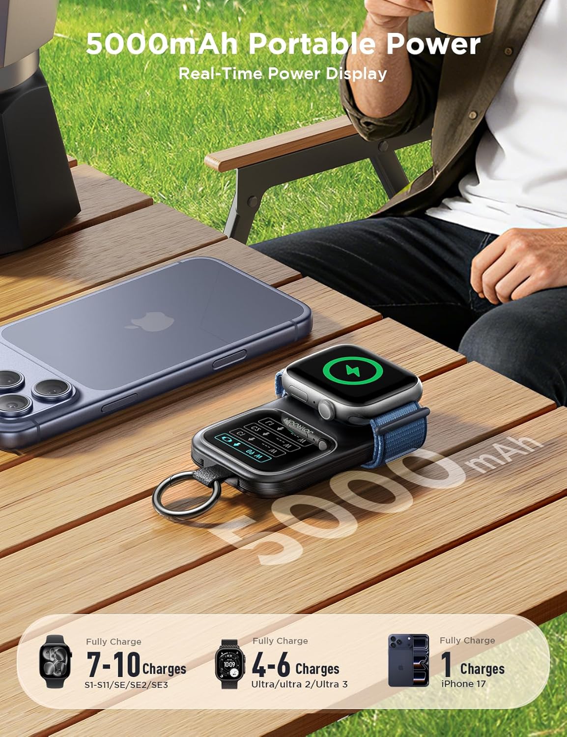 JOYROOM Cargador portátil para Apple Watch, batería externa de 5000...