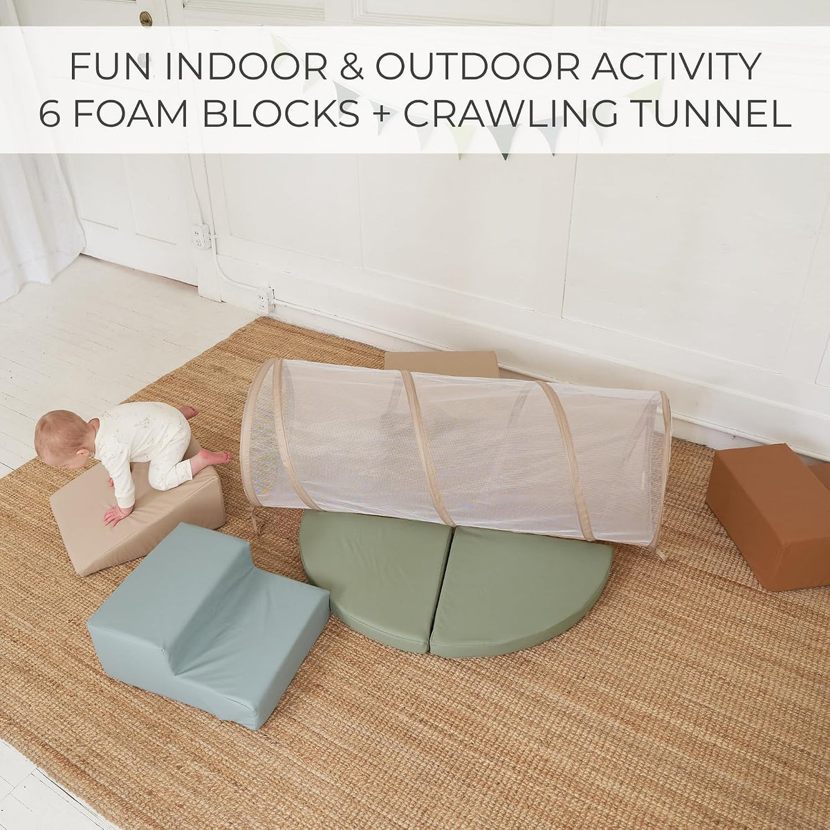 Conjunto de Juego de Escalada Divertido para Niños Pequeños de 1-3 años: Túnel de Gateo, Bloques de Escalada de Espuma