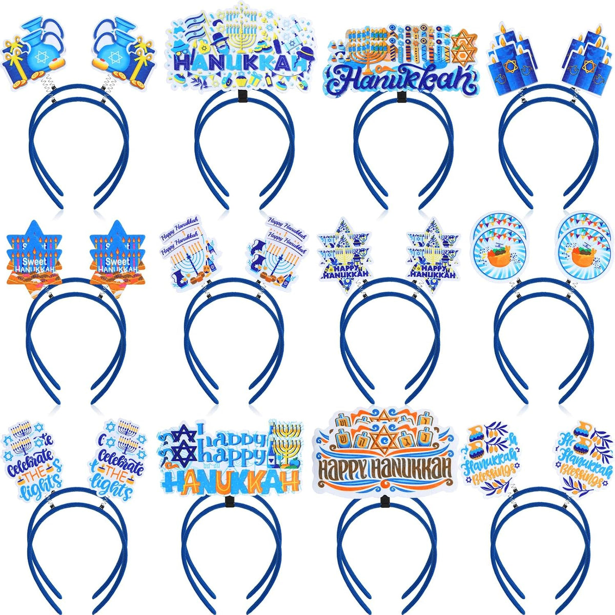24 diademas de Hanukkah, 12 estilos de recuerdos de fiesta