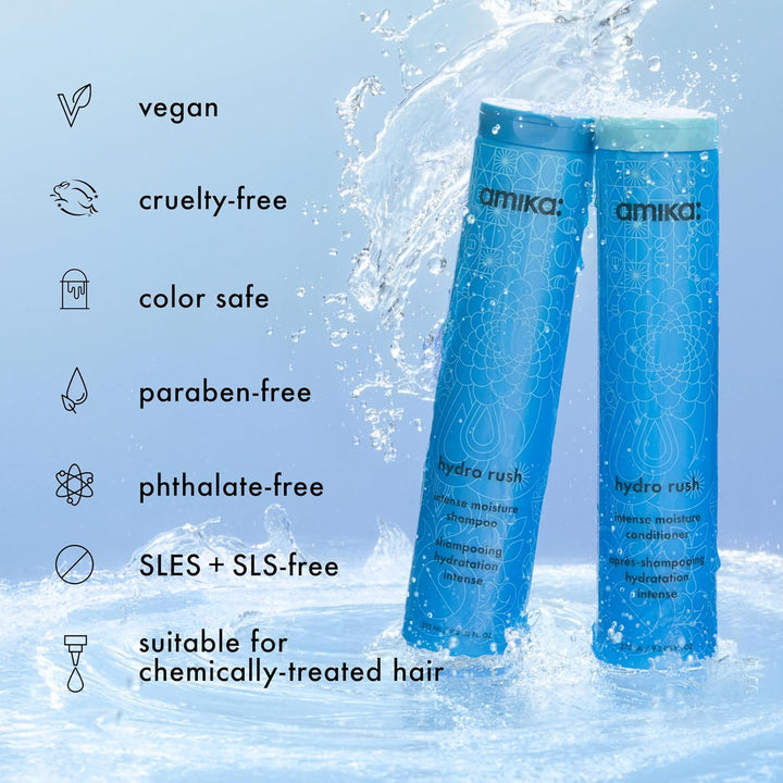 amika hydro rush intense moisture shampoo with hyaluronic acid