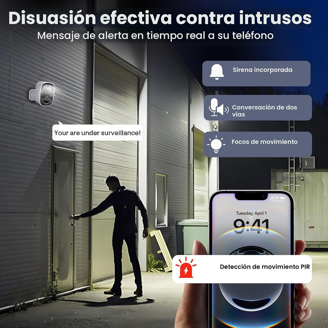 Cámaras de seguridad 2K actualizadas 2025 inalámbricas para exterio...
