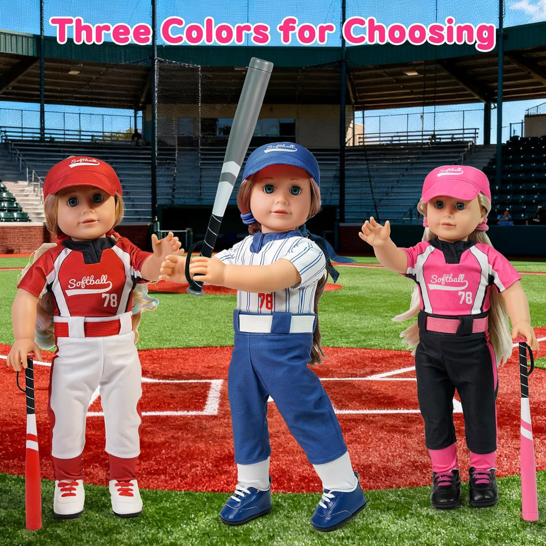 ARTST Conjunto de ropa de muñeca de sóftbol de 18 pulgadas, incluye...
