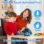 Contixo R1 - Robot de juguete para niños, robots inteligentes interactivos azules con control de voz, hablar, bailar, aprendizaje, sensor táctil, juguete portátil educativo compacto para niños y niñas de 3 a 8 años, regalos de cumpleaños