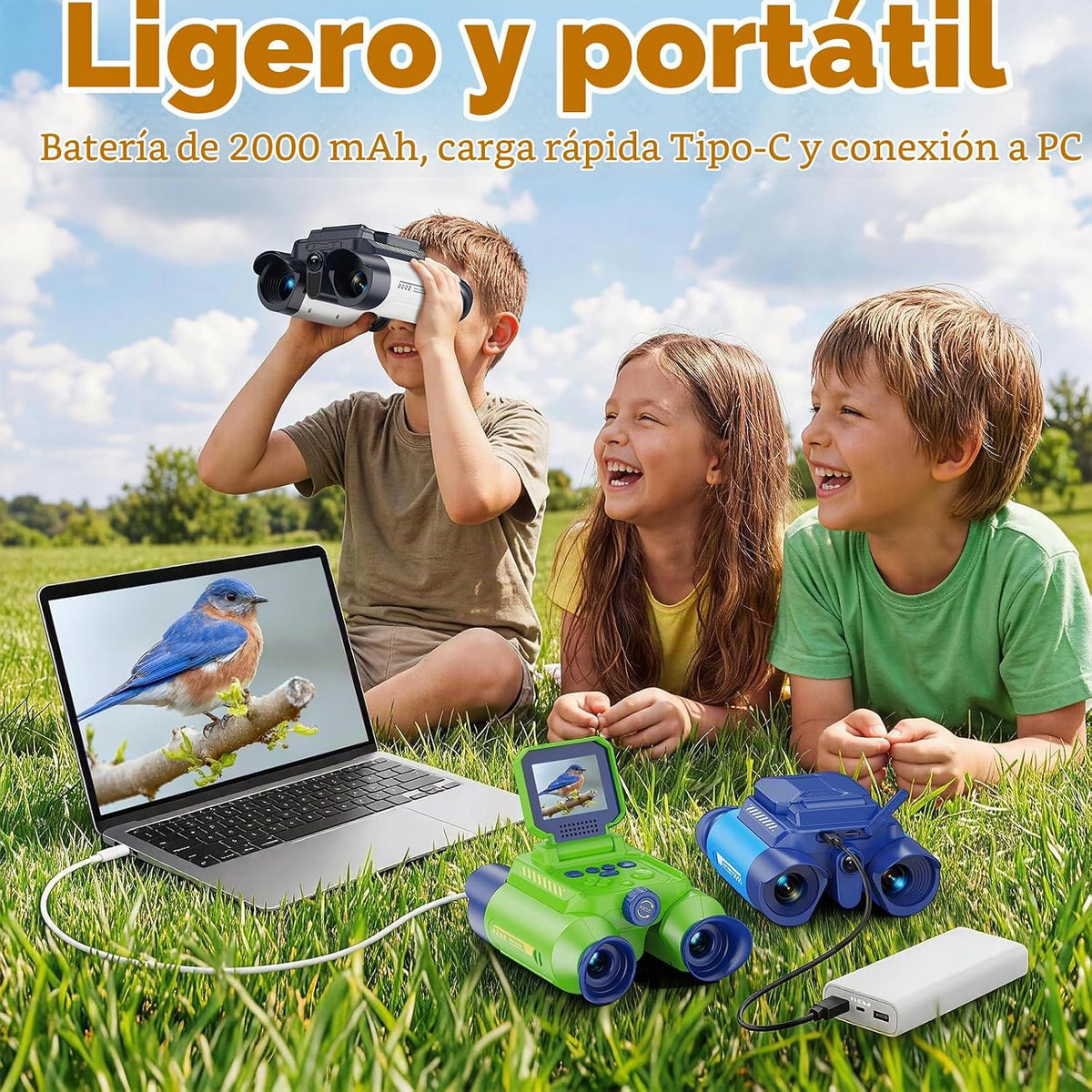Binoculares de visión nocturna para niños, 48MP, pantalla de 2.4