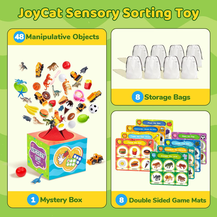JoyCat Montessori - Caja de clasificación sensorial con 48 objetos...