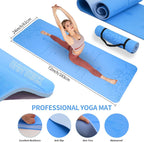 Alfombrilla de yoga gruesa, 6 bandas de resistencia de tela, paquete de 2 bloques de yoga, equipo de entrenamiento en casa, kit básico de inicio para principiantes de tonificación de cuerpo