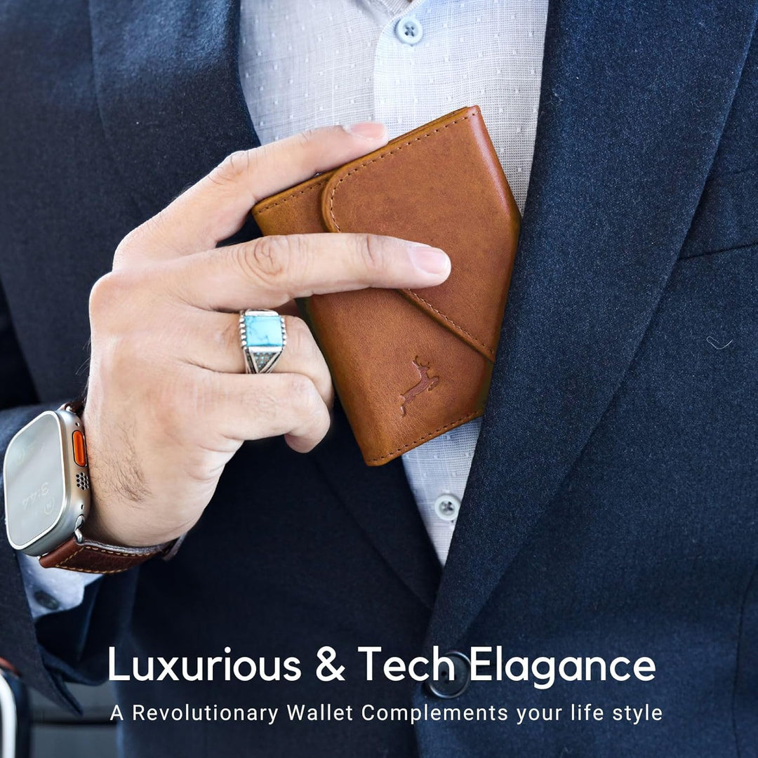 Cartera de cuero de grano completo para hombre, hecha a mano con bl...