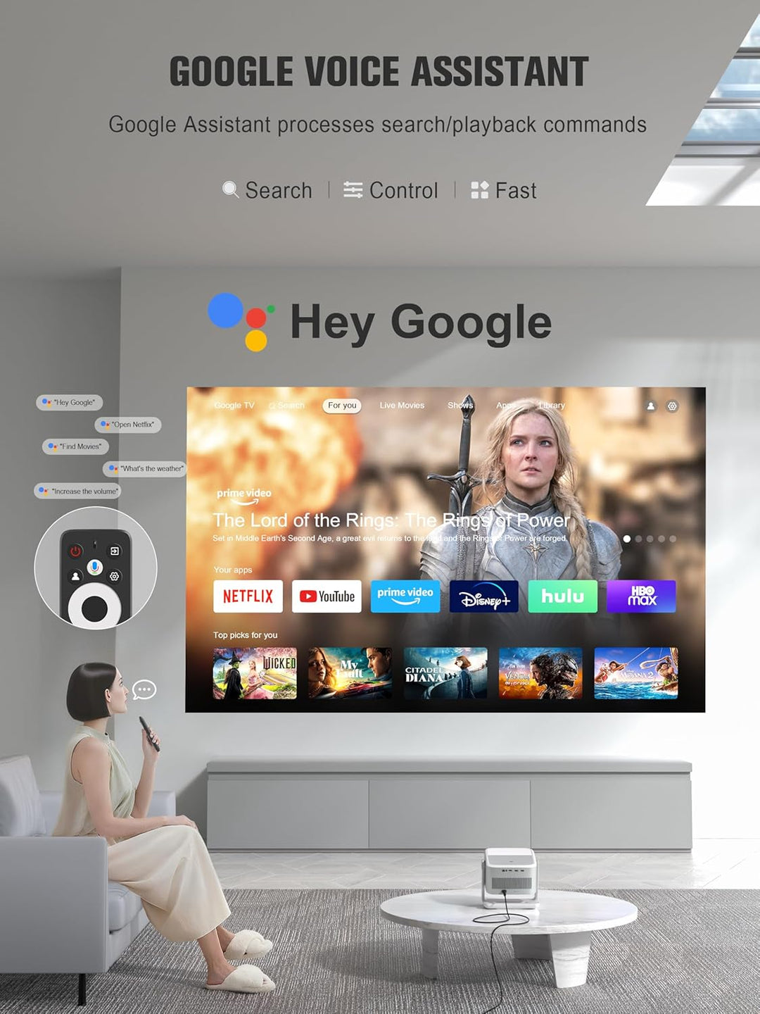 【Google TV con Licencia Oficial】Proyector Inteligente 4K con WiFi y...