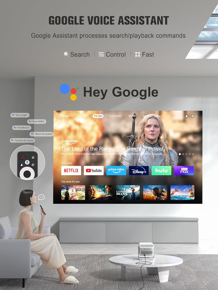 【Google TV con Licencia Oficial】Proyector Inteligente 4K con WiFi y...