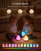 Lámpara Luz de huevo para guardería, control táctil para cuidado de los ojos, luz nocturna recargable para bebés con 17 modos de color, luz de huevo de alimentación nocturna regulable para el