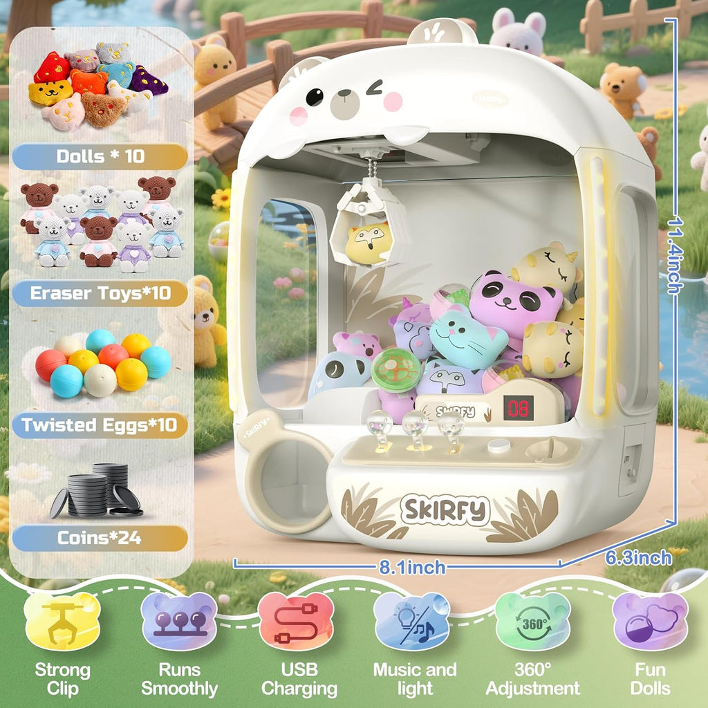 Skirfy Claws - Máquinas de oso para niños, máquinas expendedoras, juguetes con sonido, luces y furbys para niñas, juegos de arcades, juguetes para edades de 8 a 13, fiesta de cumpleaños para niños y niñas de 6, 7, 8, 9 años
